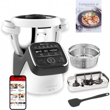 Moulinex Companion XL Robot cuiseur multifonction, 4,5 L, 14 modes de fonctionnement, 1550 W, Recettes illimitées, Silencieux