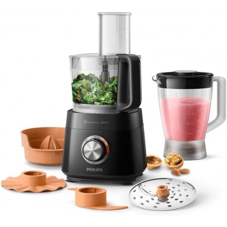 Philips Compact Food Processor - 800W, 29 Functions, 2.1L Bowl, Ultra Powerful, Stainless Steel Blade