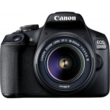 Canon EOS 2000d | Cámara réflex + (APS-C, 24,1 MP, Wi-Fi, Full HD) + Objetivo EF-S 18-55 mm f/3.5-5.6 DC III, Negro